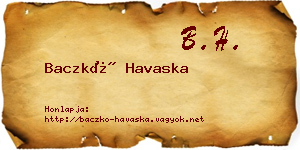 Baczkó Havaska névjegykártya